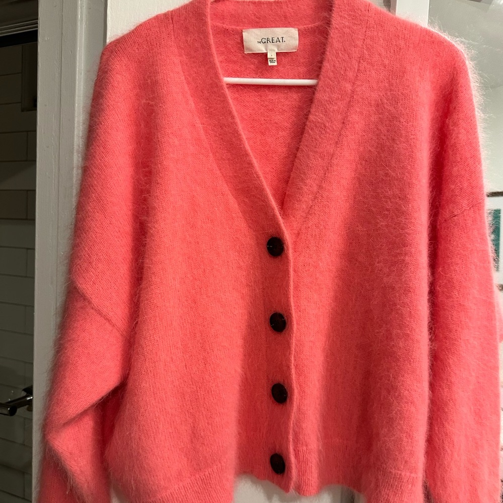 The Great- The Fluffy Slouch Bright Pink Cardigan